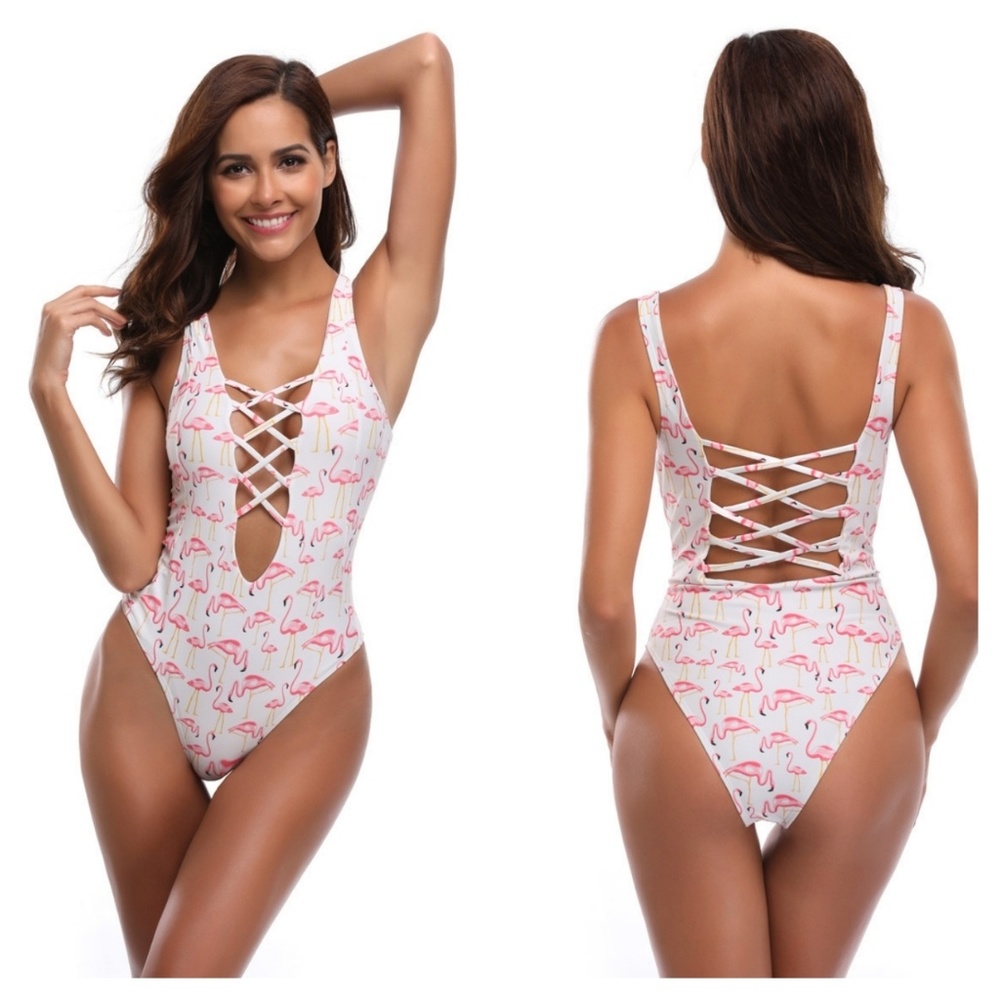 (LAST 1 size 10) 5🌟  FLIRTY FLAMINGO Monokini - Picture 3 of 7